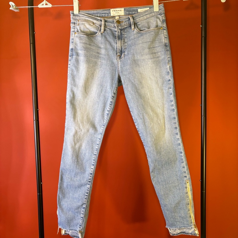 Frame Denim Le High Ankle Zips Skinny Jeans